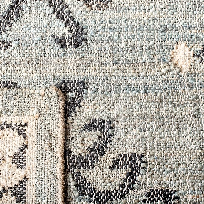 SAFAVIEH Kilim Collection Accent Rug - 4' x 6', Blue & Black, Flat Weave Jute Design, Ideal for High Traffic Areas in Entryway, Living Room, Bedroom (KLM762M)
