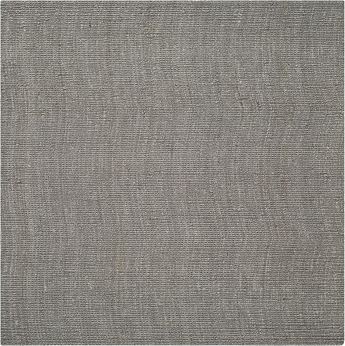 SAFAVIEH Area Rug 4' Square - Natural Fiber Collection - Light Grey, Handmade Jute, Farmhouse Style, Chunky Textured Thick Pile (NF447G)