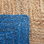 SAFAVIEH Natural Fiber Collection Accent Rug - 4' x 6', Natural & Blue, Handmade Flat Weave Boho Farmhouse Rustic Border Jute, Ideal for High Traffic Areas in Entryway, Living Room, Bedroom (NFB852M)