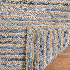 SAFAVIEH Area Rug 8x10 - Cape Cod Collection - Large - Natural & Blue, Handmade Flat Weave Jute, Ideal for Living Room, Bedroom, Office, Dining Space (CAP250A)