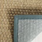 SAFAVIEH Area Rug 3x5 - Natural Fiber Collection - Natural & Light Blue, Seagrass, Basketweave Pattern with Border (NF114M)