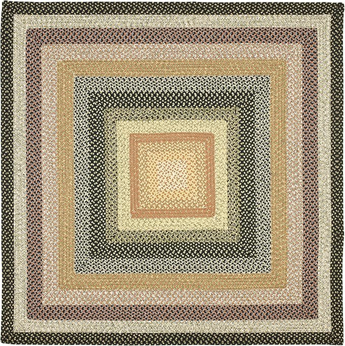 SAFAVIEH Washable Rug Outdoor Braided Collection - 7' Square, Multi, Handmade & Reversible, Non-Shedding & Easy to Clean, Ideal for Patio, Backyard, Mudroom (BRD308A)