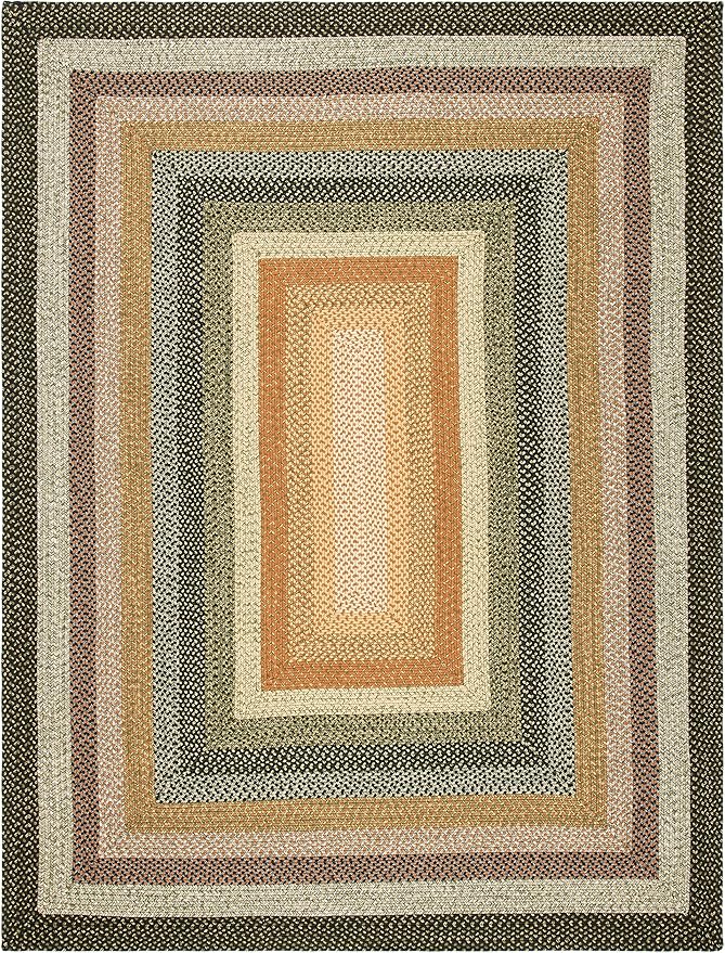 SAFAVIEH Washable Rug Outdoor Braided Collection - 9' x 12', Multi, Handmade & Reversible, Non-Shedding & Easy to Clean, Ideal for Patio, Backyard, Mudroom (BRD308A)