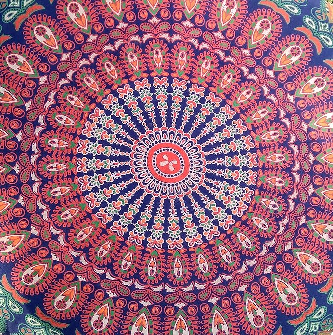 INDIAN CRAFT CASTLE ICC 32 Inch Floor Pillows & Cushion Covers Decorative Hippie Mandala Pouf Pillow Covers Seating Meditation Cushion Cover Bohemian Large Boho Ottoman Case Pillowcase Couch Round