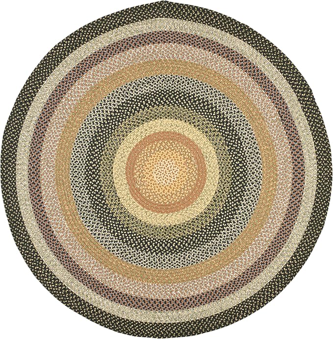 SAFAVIEH Washable Rug Outdoor Braided Collection - 5' Round, Multi, Handmade & Reversible, Non-Shedding & Easy to Clean, Ideal for Patio, Backyard, Mudroom (BRD308A)