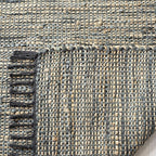 SAFAVIEH Vintage Leather Collection Accent Rug - 3' x 5', Grey, Handmade Boho Fringe Leather & Jute, Ideal for High Traffic Areas in Entryway, Living Room, Bedroom (VTL203F)