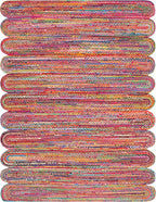 SAFAVIEH Area Rug 8x10 - Cape Cod Collection - Large - Red & Multi, Handmade Braided Jute & Cotton, Ideal for Living Room, Bedroom, Office, Dining Space (CAP208Q)