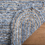 SAFAVIEH Cape Cod Collection Area Rug - 6' x 9', Blue & Natural, Handmade Braided Jute & Cotton, Ideal for High Traffic Areas in Living Room, Bedroom (CAP208L)