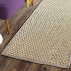 SAFAVIEH Natural Fiber Collection Area Rug - 2'6" x 4', Natural & Grey, Seagrass, Basketweave Pattern with Border (NF114P)